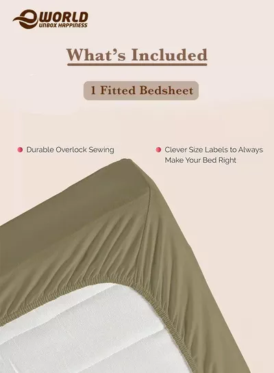 Olive Green Microfiber Fitted Bedsheet with Deep Pocket for a Snug Fit, Breathable, Machine Washable for Optimal Protection, Available in King, Queen and Single Sizes, Without Pillow Cover-3