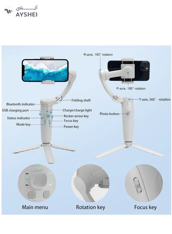 Eworld M01 Multi Function Gimbal Stabilizer Selfie Stick, Handheld Gimbal with Face Tracking 