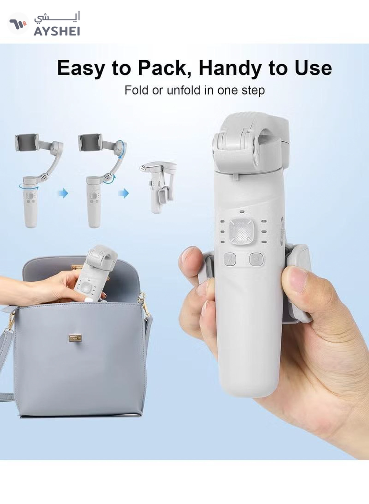 Eworld M01 Multi Function Gimbal Stabilizer Selfie Stick, Handheld Gimbal with Face Tracking -5-5