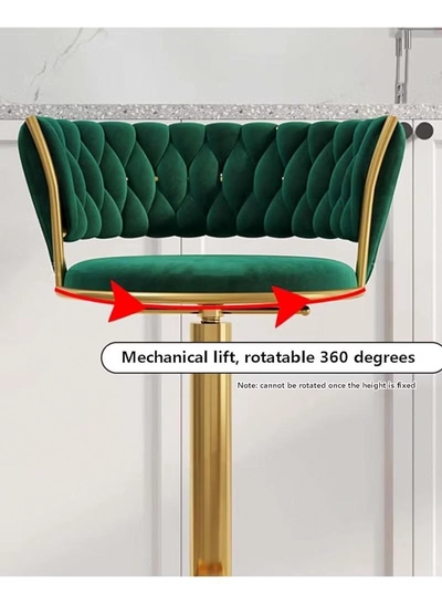 DubaiGallery Luxury bar Stool,Modern Round Adjustable Reception Chair, Gold Velvet Bar Chair, Kitchen high Dining Chair , Height Adjustable and 360° Swivel. Suitable for bar, Home, offce, Cafe-3