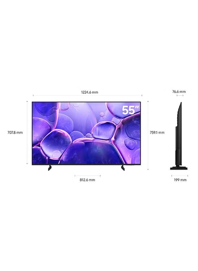 Samsung 55 Inch Crystal UHD TV, U8000F, 4K, Crystal Processor 4K, MetalStream Design, Knox Security, Endless Free Content, Smart TV, UA55U8000FUXZN (2025 - UAE Version) U8000F BLACK-2
