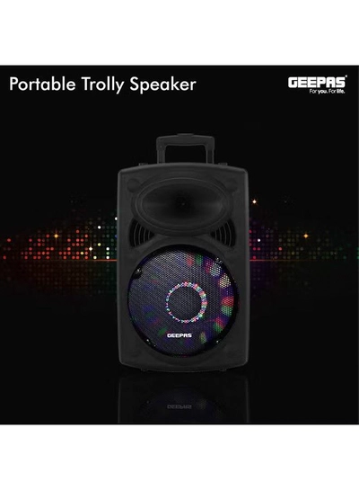 GEEPAS Rechargeable Portable Trolley Speaker System With USB/Bluetooth/SD Card Slots/FM Radio GMS8519 Black-3