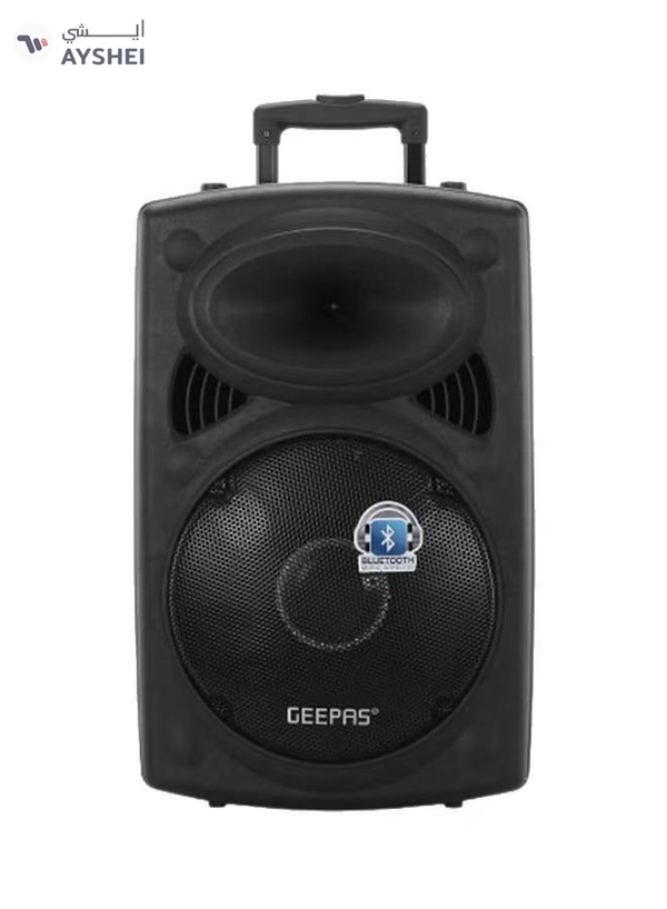 GEEPAS Rechargeable Portable Trolley Speaker System With USB/Bluetooth/SD Card Slots/FM Radio GMS8519 Black