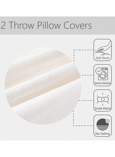 Eworld Set of 4 Cotton Cushions, 400 Thread Count Decorative Striped Farmhouse Lines Cushion -3
