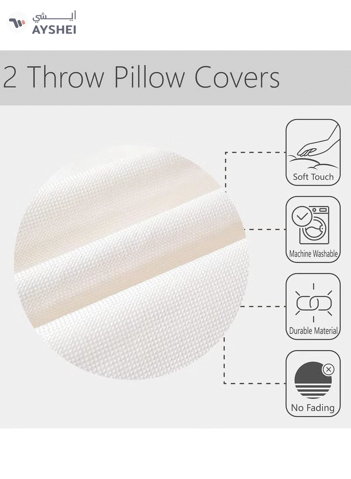 Eworld Set of 4 Cotton Cushions, 400 Thread Count Decorative Striped Farmhouse Lines Cushion -3-3