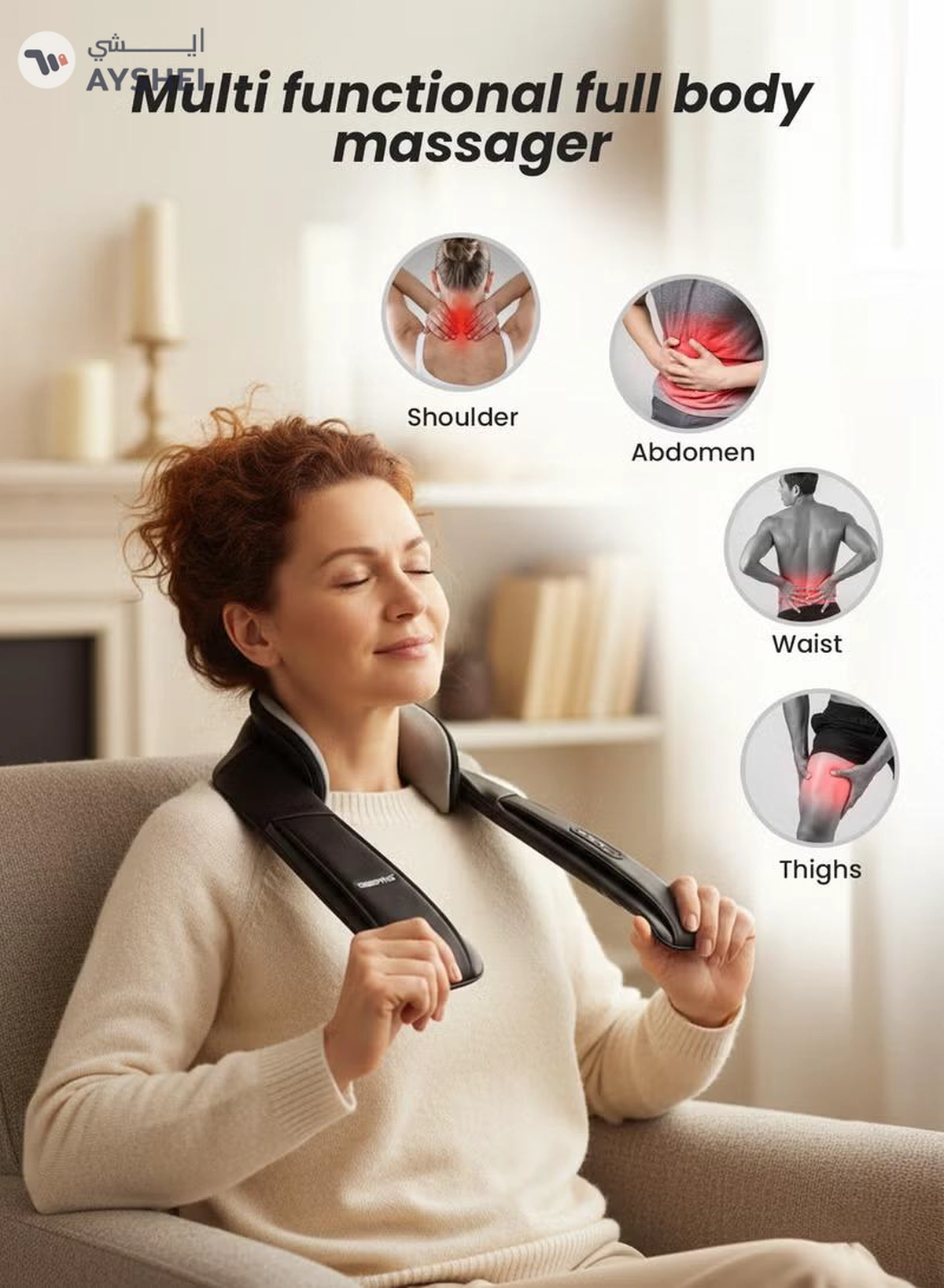 GEEPAS Portable Rechargeable Neck & Shoulder Massager | with 3 Modes, 3 Speeds, 2200mAh Rechargeable Battery, 15-Min Auto Timer & Deep-Kneading Shiatsu Nodes | GM86106 Black-5-5