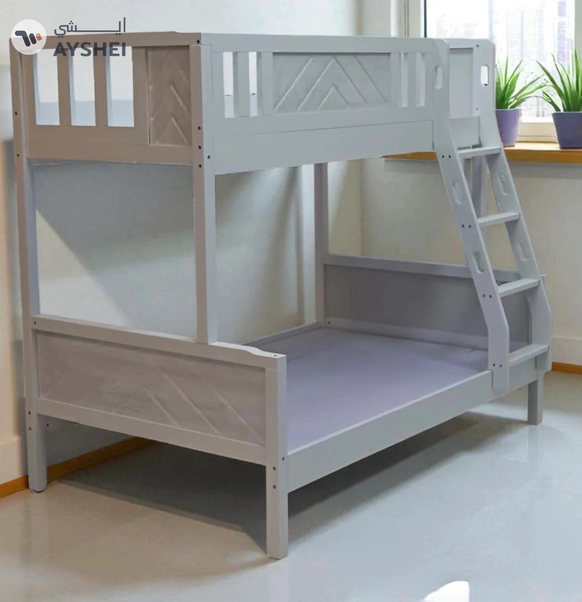 SB Wooden Bunk Bed, 120x190 cms Bottom, 90x190 cms Top, Ready Made-1-1