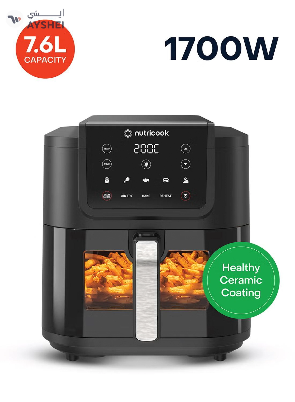 Nutricook Digital Slim Air Fryer XL,7.6L Capacity-0-0