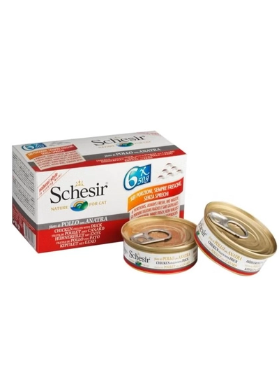  Schesir Cat Multpack Can Wet Food Chicken fillets With Duck 6x50g Weight - 300g-0