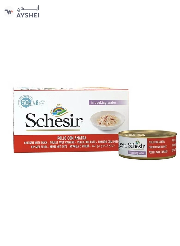  Schesir Cat Multpack Can Wet Food Chicken fillets With Duck 6x50g Weight - 300g
