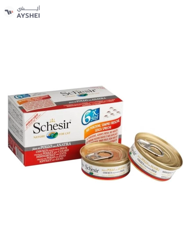  Schesir Cat Multpack Can Wet Food Chicken fillets With Duck 6x50g Weight - 300g
