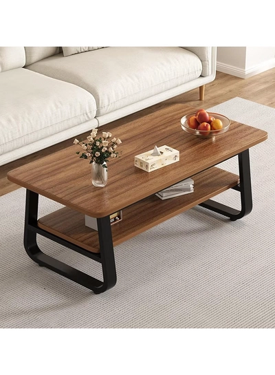 DubaiGallery 2-tier Coffee Table, Indoor Round Sofa Table Living Room Bedroom Hotel Reception Desk Multifunction Accent Table basket table-0