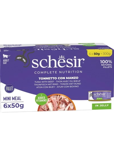 Schesir Cat Multipack Can Tuna with Beef-6x50g [Weight - 6x50g]-0