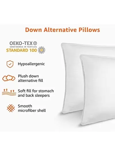Eworld Pack of 2 White Mellow Cushion Set – 100% Cotton Cover, 550 GSM, Microfiber Filled Soft Decorative Throw Pillows for Sofa, Bed & Living Room – Multiple Sizes Available-2