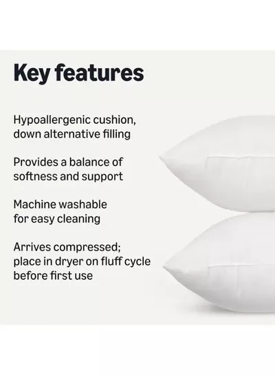 Eworld Pack of 2 White Mellow Cushion Set – 100% Cotton Cover, 550 GSM, Microfiber Filled Soft Decorative Throw Pillows for Sofa, Bed & Living Room – Multiple Sizes Available-1