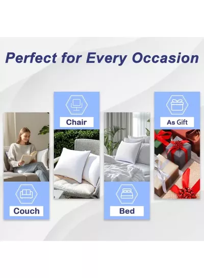 Eworld Pack of 2 White Mellow Cushion Set – 100% Cotton Cover, 550 GSM, Microfiber Filled Soft Decorative Throw Pillows for Sofa, Bed & Living Room – Multiple Sizes Available-4