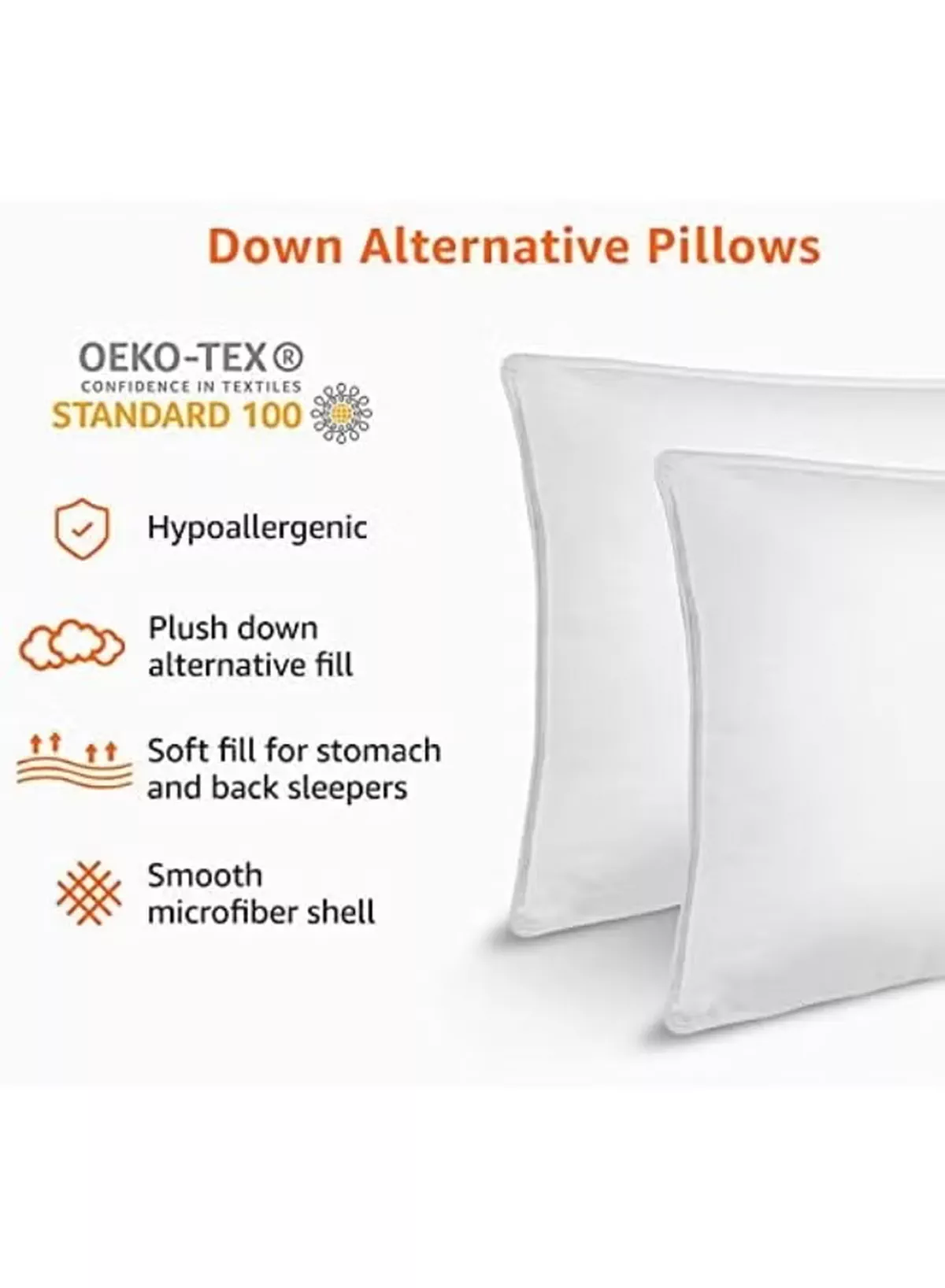 Eworld Pack of 2 White Mellow Cushion Set – 100% Cotton Cover, 550 GSM, Microfiber Filled Soft Decorative Throw Pillows for Sofa, Bed & Living Room – Multiple Sizes Available-2-2
