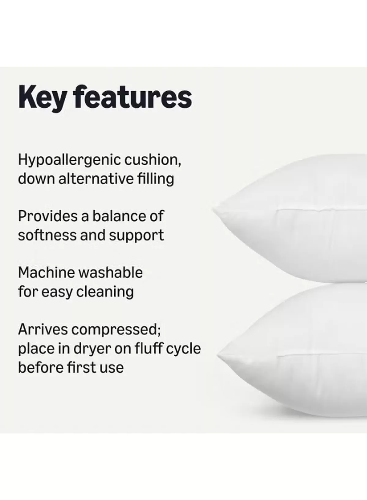 Eworld Pack of 2 White Mellow Cushion Set – 100% Cotton Cover, 550 GSM, Microfiber Filled Soft Decorative Throw Pillows for Sofa, Bed & Living Room – Multiple Sizes Available-1-1