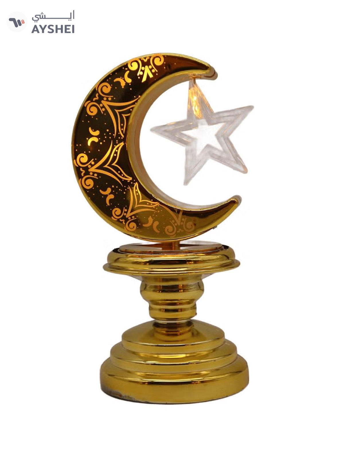 Yuwell Battery Operated Ramadan Decoration Light LED Moon Stars Decoration Night Light Desk Lamp For Indoor And Outdoor Decoration Led Lamp (AAAX3 Required Not Included-5-5