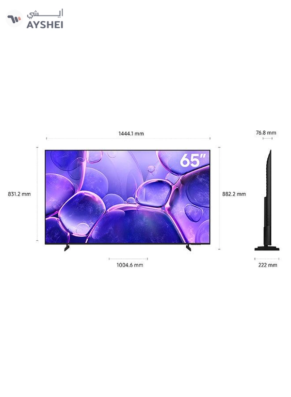 Samsung 65 Inch Crystal UHD TV, U8000F, 4K, Crystal Processor 4K, MetalStream Design,  Knox Security, Endless Free Content, Smart TV, UA65U8000FUXZN (2025 - UAE Version) U8000F BLACK