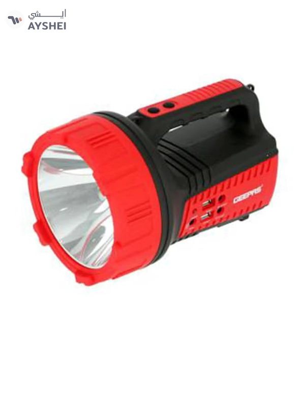 GEEPAS Rechargeable 15W Mega Luminous Hi-Power LED Searchlight Black/Red 16.5x27.5cm