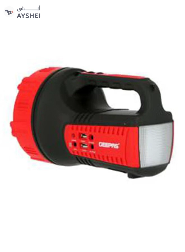 GEEPAS Rechargeable 15W Mega Luminous Hi-Power LED Searchlight Black/Red 16.5x27.5cm