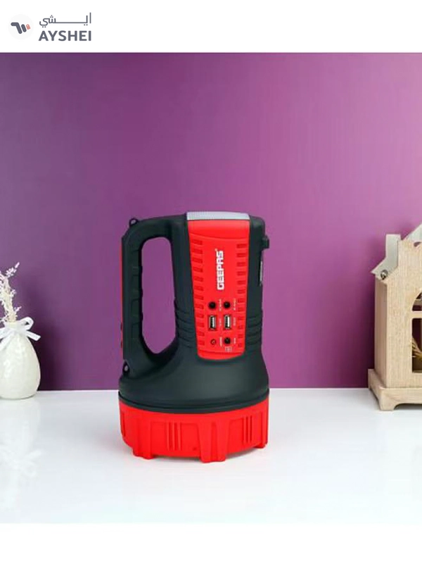 GEEPAS Rechargeable 15W Mega Luminous Hi-Power LED Searchlight Black/Red 16.5x27.5cm