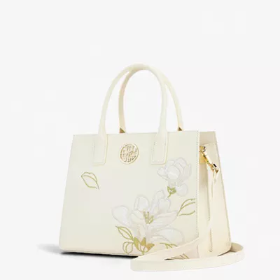 Silk Road - Embroidery Leather White Commuting Handbag (Orchid)-0