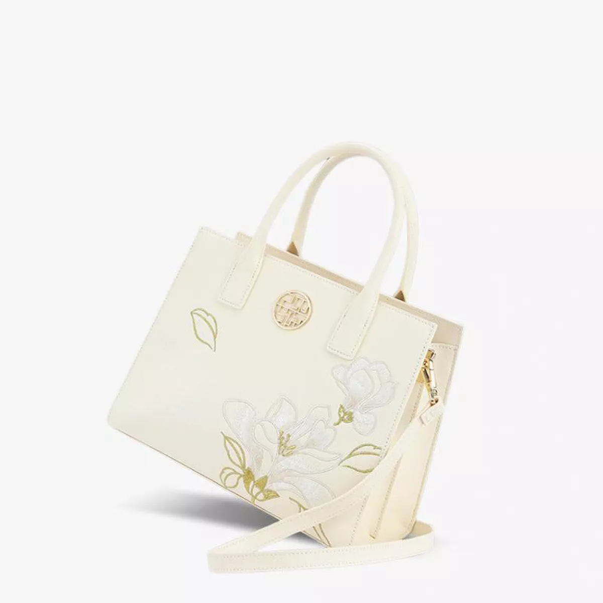 Silk Road - Embroidery Leather White Commuting Handbag (Orchid)-2-2