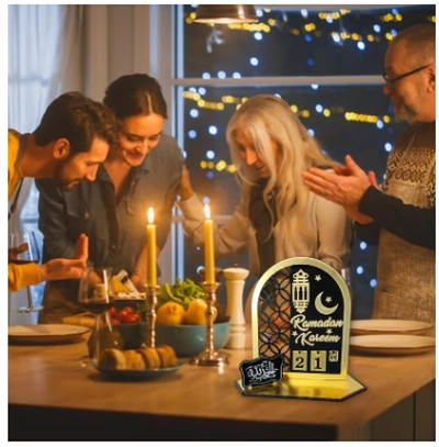 Eworld Ramadan Wooden Advent Calendar, Elegant Countdown Decoration -2