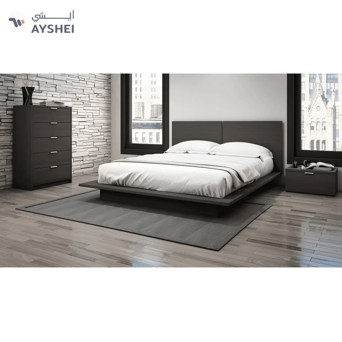 Denilia, Bed with 2 side tables & chest of drawers-4-4