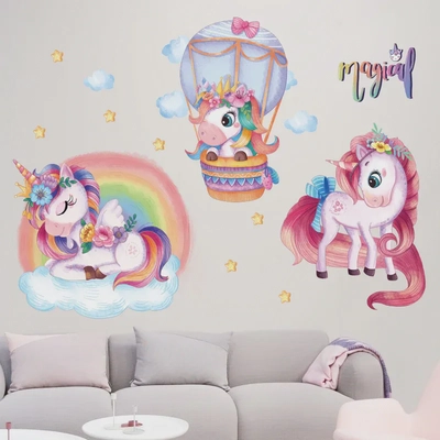 Babyqlo Rainbow Unicorns Wall Sticker For Kids Room-2