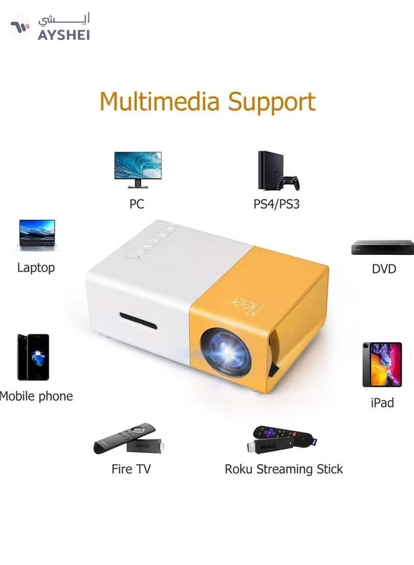 Eworld 1080p HD USB HDMI Input Portable Mini LED Projector for Kids Indoor and Outdoor