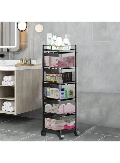 DubaiGallery Kitchen Storage Basket Organizer With Wheels – Multi-Level Metal Rack For Vegetables, Fruits, Groceries & Utensils-1
