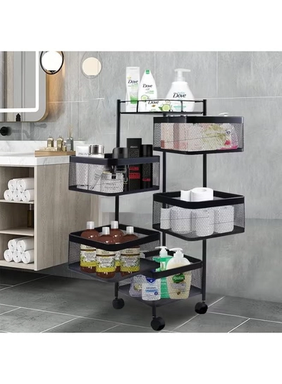 DubaiGallery Kitchen Storage Basket Organizer With Wheels – Multi-Level Metal Rack For Vegetables, Fruits, Groceries & Utensils-2