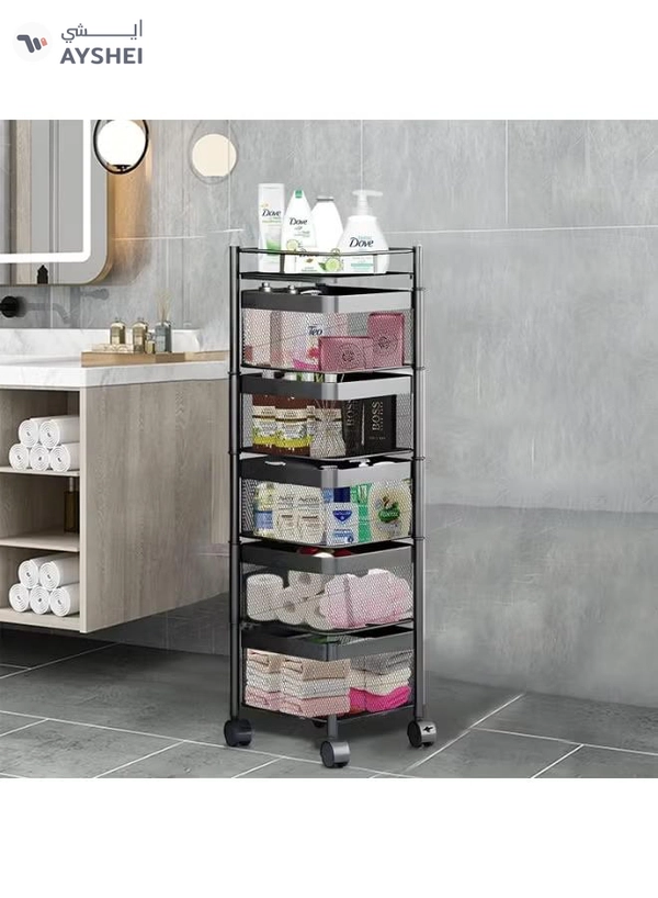 DubaiGallery Kitchen Storage Basket Organizer With Wheels – Multi-Level Metal Rack For Vegetables, Fruits, Groceries & Utensils
