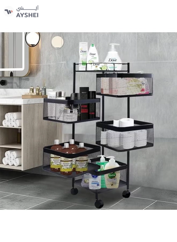 DubaiGallery Kitchen Storage Basket Organizer With Wheels – Multi-Level Metal Rack For Vegetables, Fruits, Groceries & Utensils