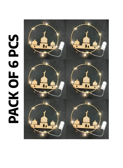 Yuwell Pack Of 6 Pcs Ramadan Decoration Hanging Lights For Indoor And Outdoor Home Decoration Light With Battery Mosque Design-0
