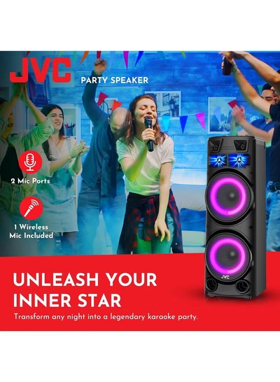 JVC Portable Bluetooth Party speaker with wireless mic and remote control XS-N7222PB Black-1
