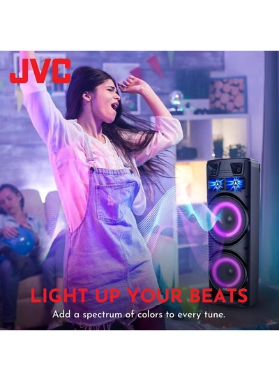 JVC Portable Bluetooth Party speaker with wireless mic and remote control XS-N7222PB Black-2