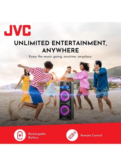 JVC Portable Bluetooth Party speaker with wireless mic and remote control XS-N7222PB Black-3