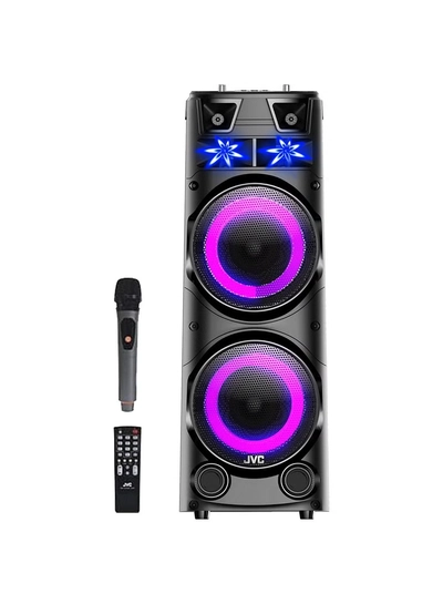 JVC Portable Bluetooth Party speaker with wireless mic and remote control XS-N7222PB Black-0