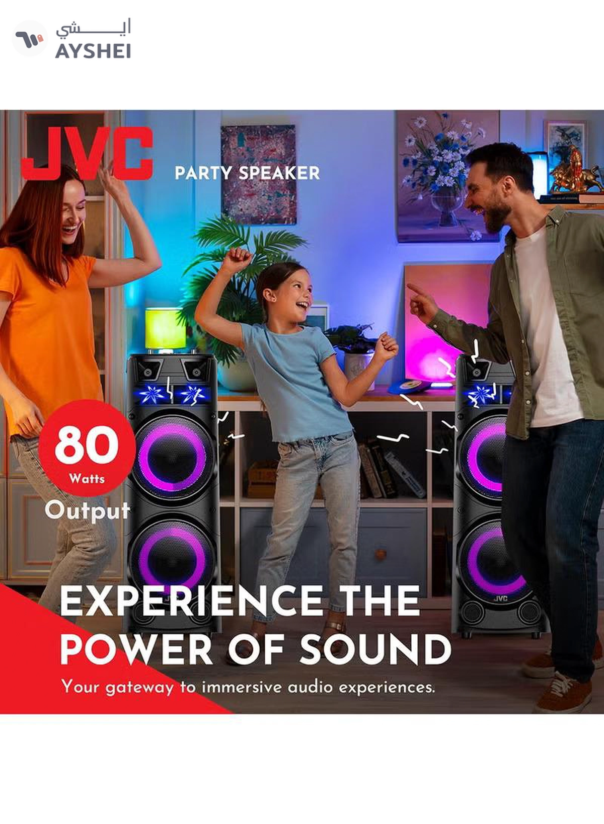 JVC Portable Bluetooth Party speaker with wireless mic and remote control XS-N7222PB Black-4-4