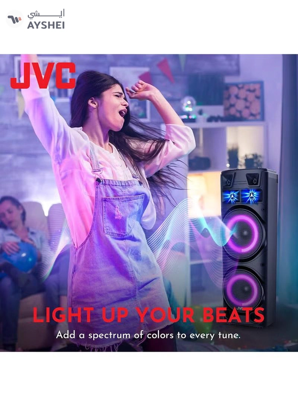 JVC Portable Bluetooth Party speaker with wireless mic and remote control XS-N7222PB Black