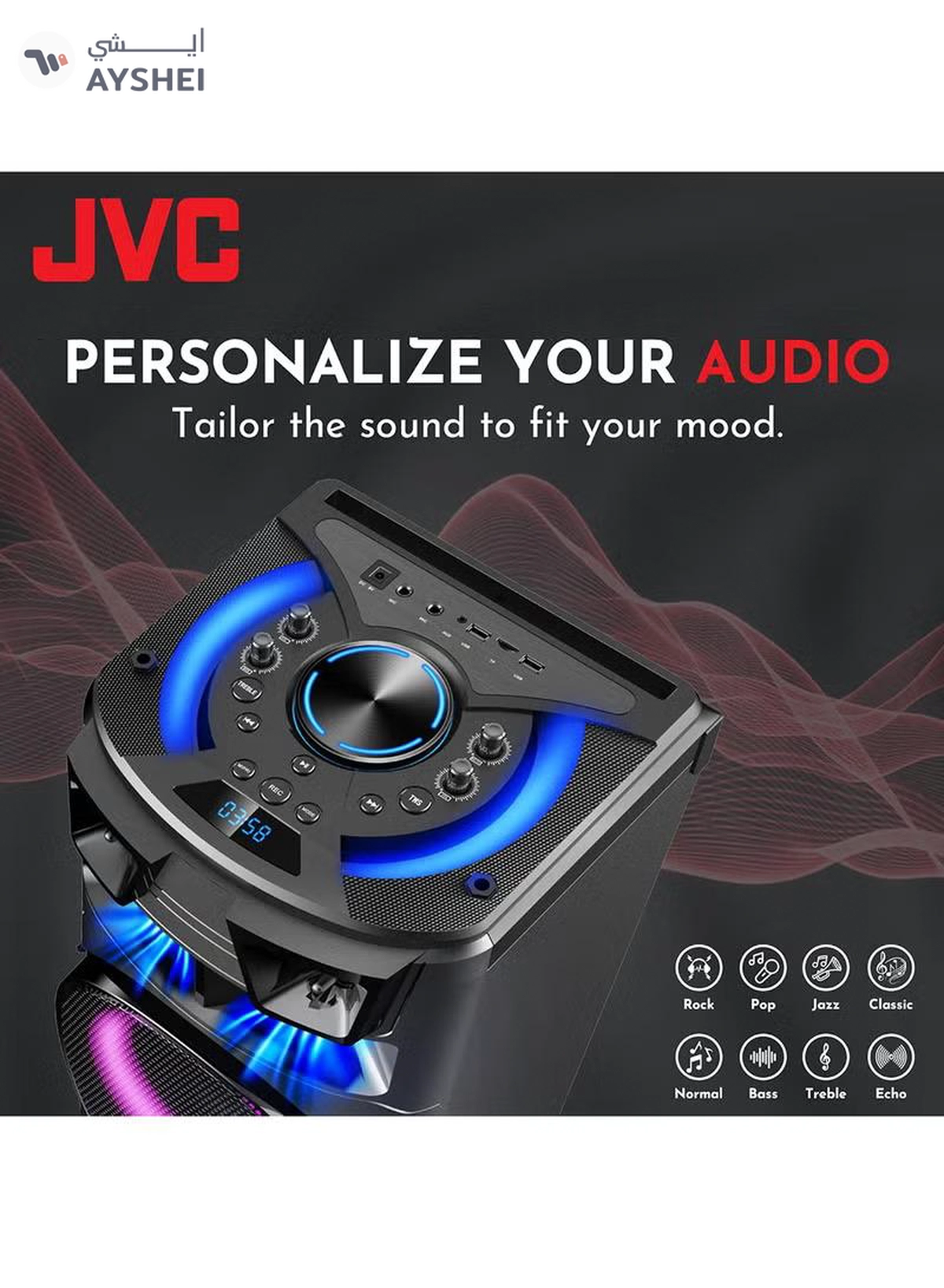 JVC Portable Bluetooth Party speaker with wireless mic and remote control XS-N7222PB Black-6-6