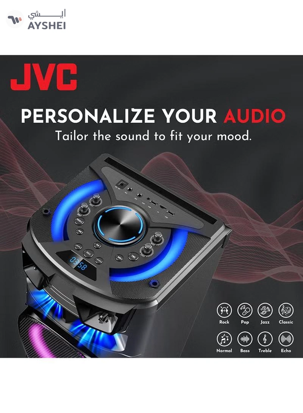 JVC Portable Bluetooth Party speaker with wireless mic and remote control XS-N7222PB Black