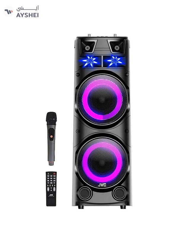 JVC Portable Bluetooth Party speaker with wireless mic and remote control XS-N7222PB Black
