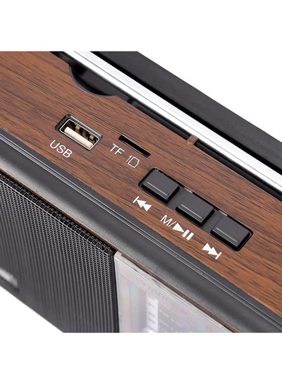 GEEPAS Rechargeable Radio BT/FM/MP3/TF/USB Music Player, 10 Band Radio ,Bluetooth Speaker Lightweight Portable FM Radio Stylish Retro Design GR6842N Brown/Black-1