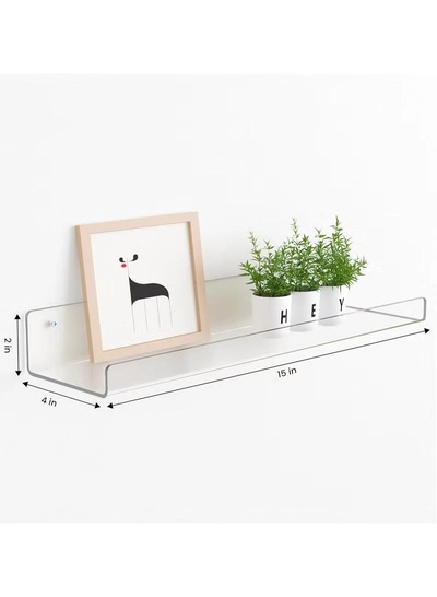Eworld 4-Pack Clear Acrylic Wall Shelves, Easy-to-Install Multi-Layer Floating Storage Organizer -1