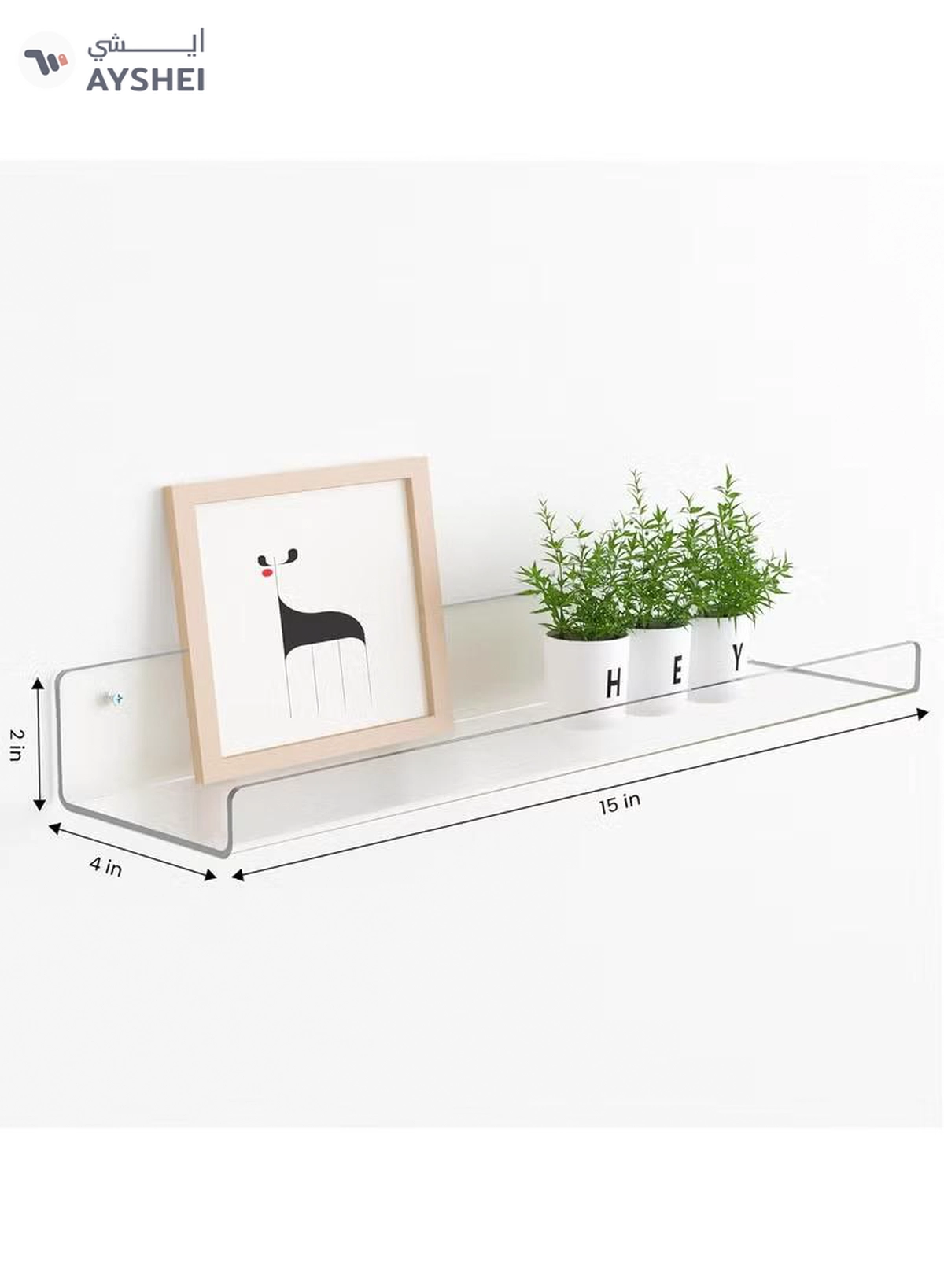Eworld 4-Pack Clear Acrylic Wall Shelves, Easy-to-Install Multi-Layer Floating Storage Organizer -1-1